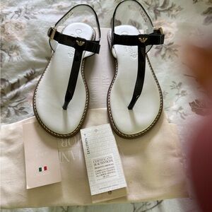 New with Box Armani Junior Black Sandals with Logo